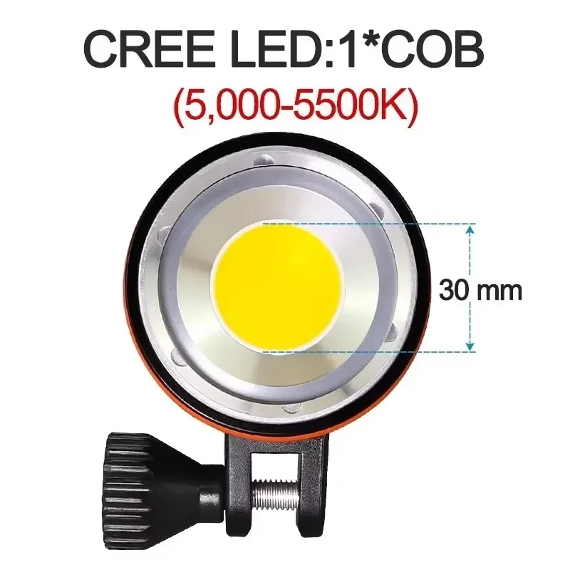 2026 Video Light 12000LM COB Dive Light IP68 100m Waterproof  Rechargeable Battery Pack for 4K Video Photography Search Rescue