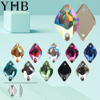 YHB Lemon Glass Siam Blue Crystal AB Moonlight Sewing Stones Flatback Sew on Rhinestones For Garment Clothes Bags Art