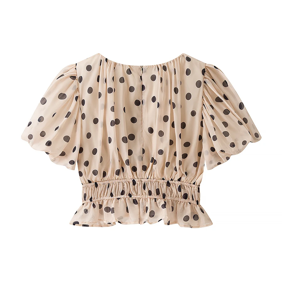 2025 امرأة الخريف موضة جديدة س الرقبة نقطة قصيرة الأكمام قميص خمر قمصان الإناث غير رسمية Blusas شيك القمم