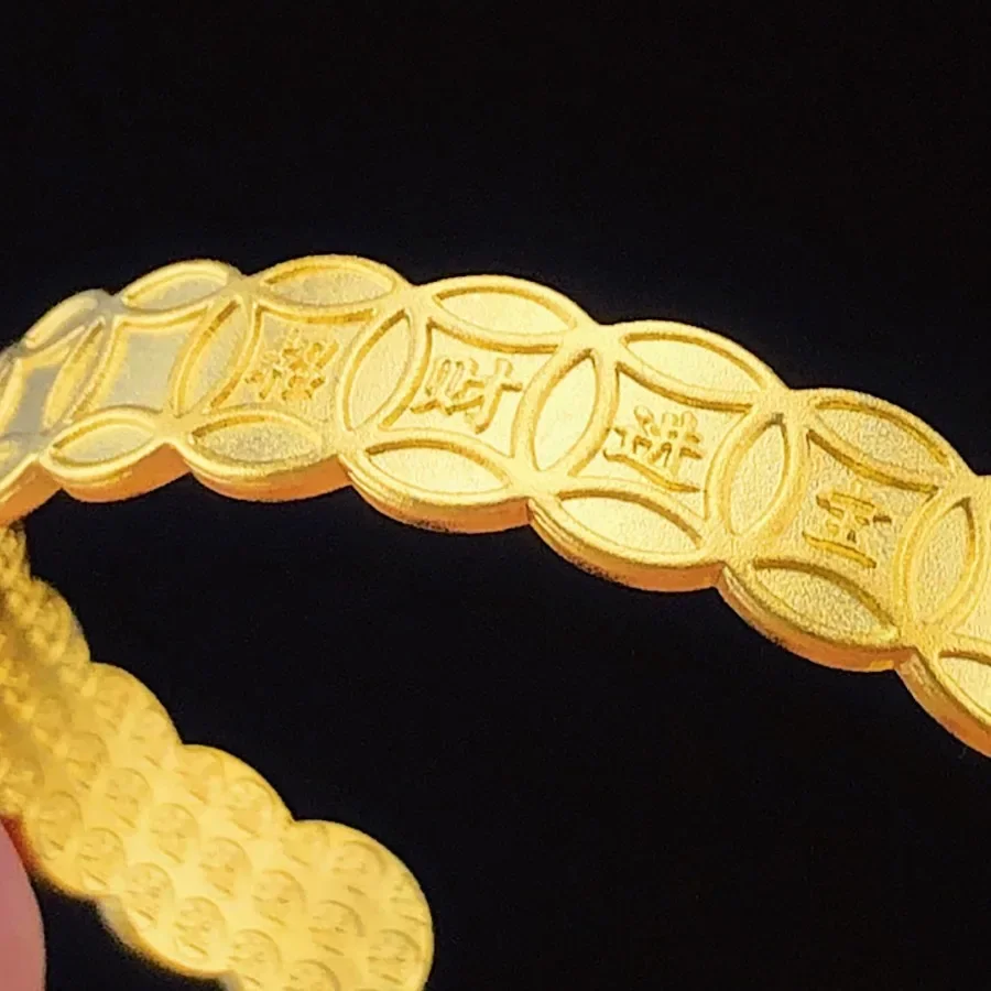 9999 Real Gold 24K Gold Baifu Money Bracelet, Women's Japan and Korea Fashion Ancient Method Lucky Money Opening Bracelet