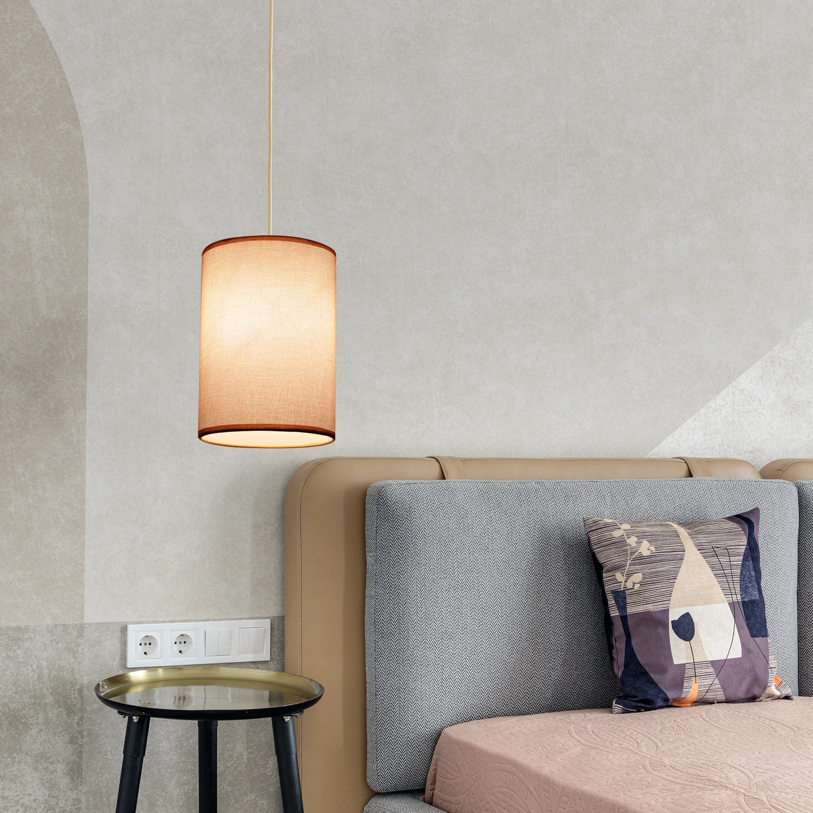 

E27 Lampshade Warm Beige Bedside Wall Light Shade Home Decor Modern Style Dust Protector Round Fabric Cloth Cover Lighting