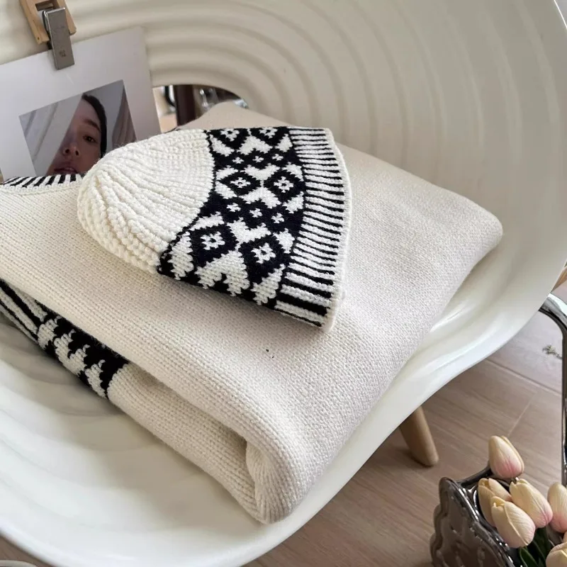 Pullovers for Women Knitted Panelled Ins O-neck Soft Loose Fit All-match Comfortable Casual Vintage Autumn Winter Sweaters Chic