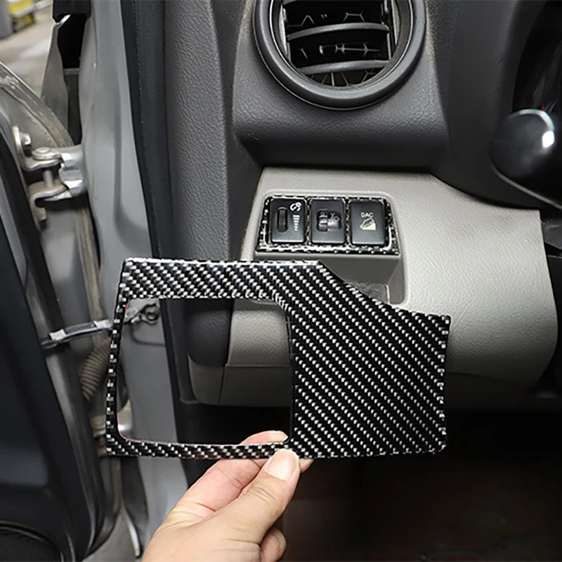 Car Soft Carbon Fiber Headlight Height Adjustment Switch Cover Trim For Toyota Old RAV4 2006-2012