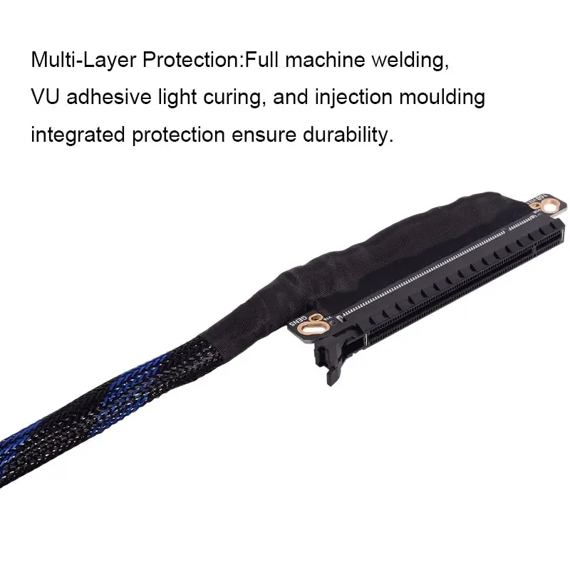 ADT-Link PCIE 5,0 X16 Cable de extensión doble inverso izquierda en GEN5 Cable elevador de tarjetas gráficas externas para servidor AI