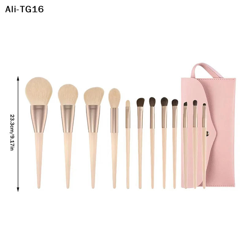 【Ty2】12Pcs 2026 Makeup Brush Set Portable Soft Makeup Tool Loose Powder Blush Concealer Eye Shadow Professional W/Storage Bag
