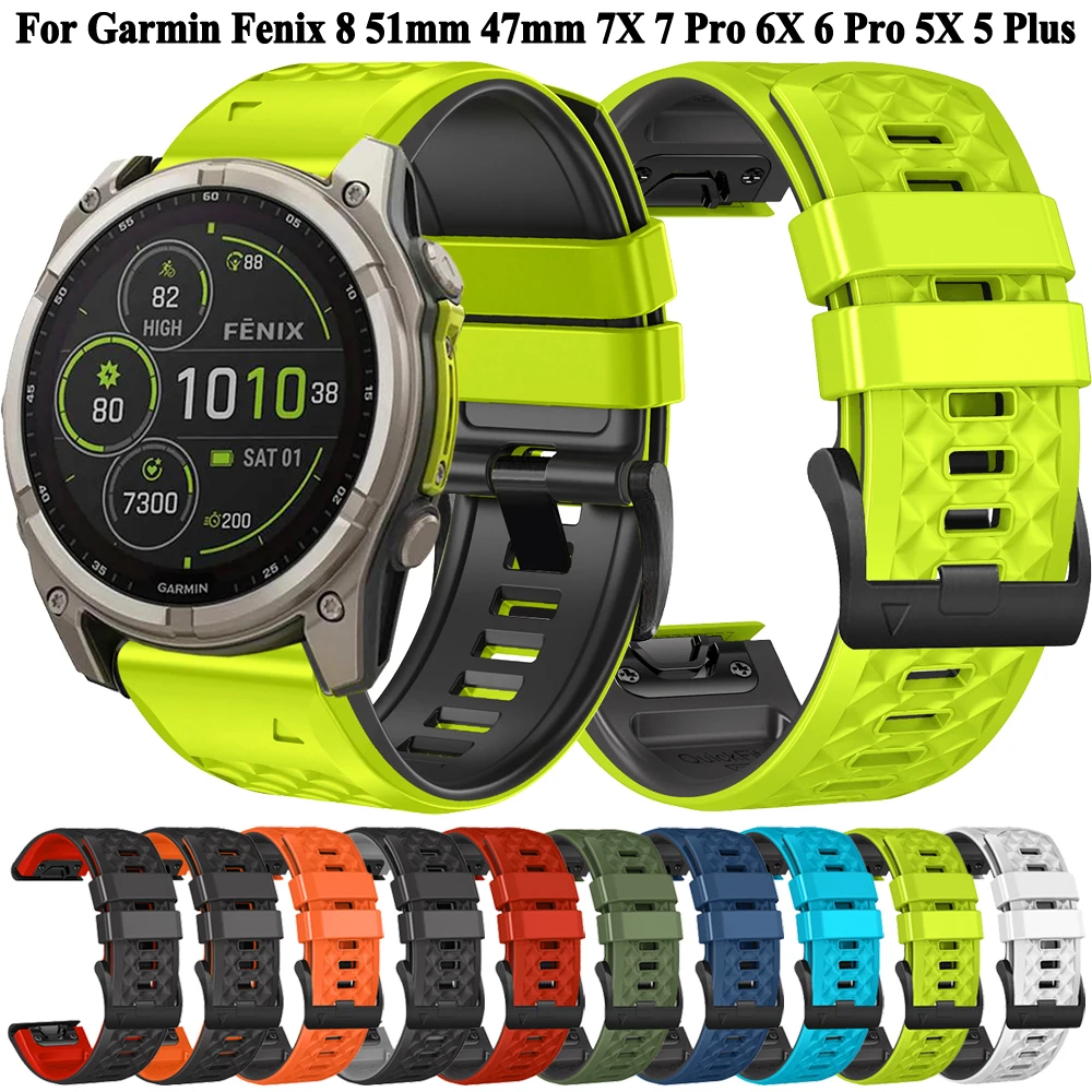 22 26MM Silicone QuickFit Watchband Strap For Garmin Fenix 8 E 7X 7 6X 6 5 5X Plus Epix Pro Gen 2 Smartwatch Wristband Bracelet