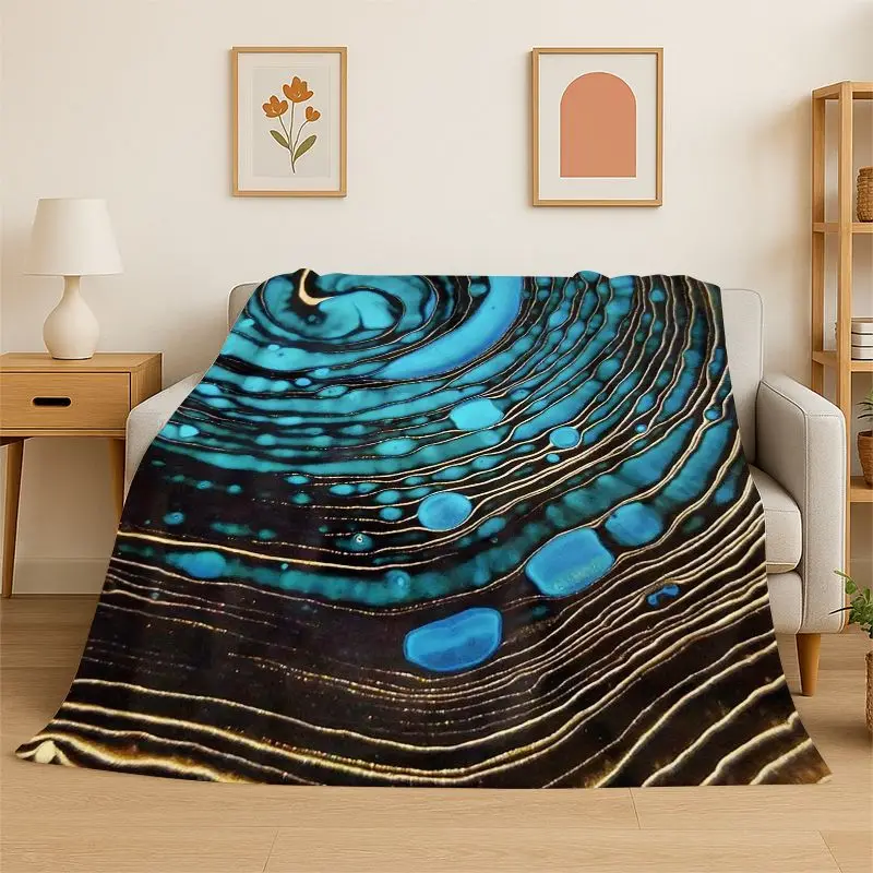 Luxurious Marble Nordic Art Colorful Stones Flannel Blanket Soft Throw Blanket for Bedroom Living Room Bed Travel Camping Picnic