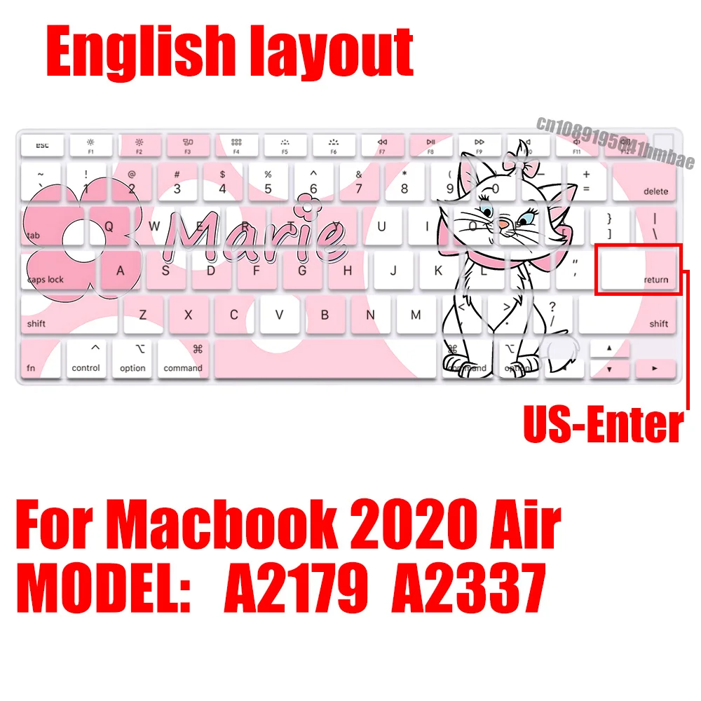 Mary Cat Aristocats US Layout Color Print Soft Silicone Keyboard Cover For Macbook 2020 Air A2179 A2337