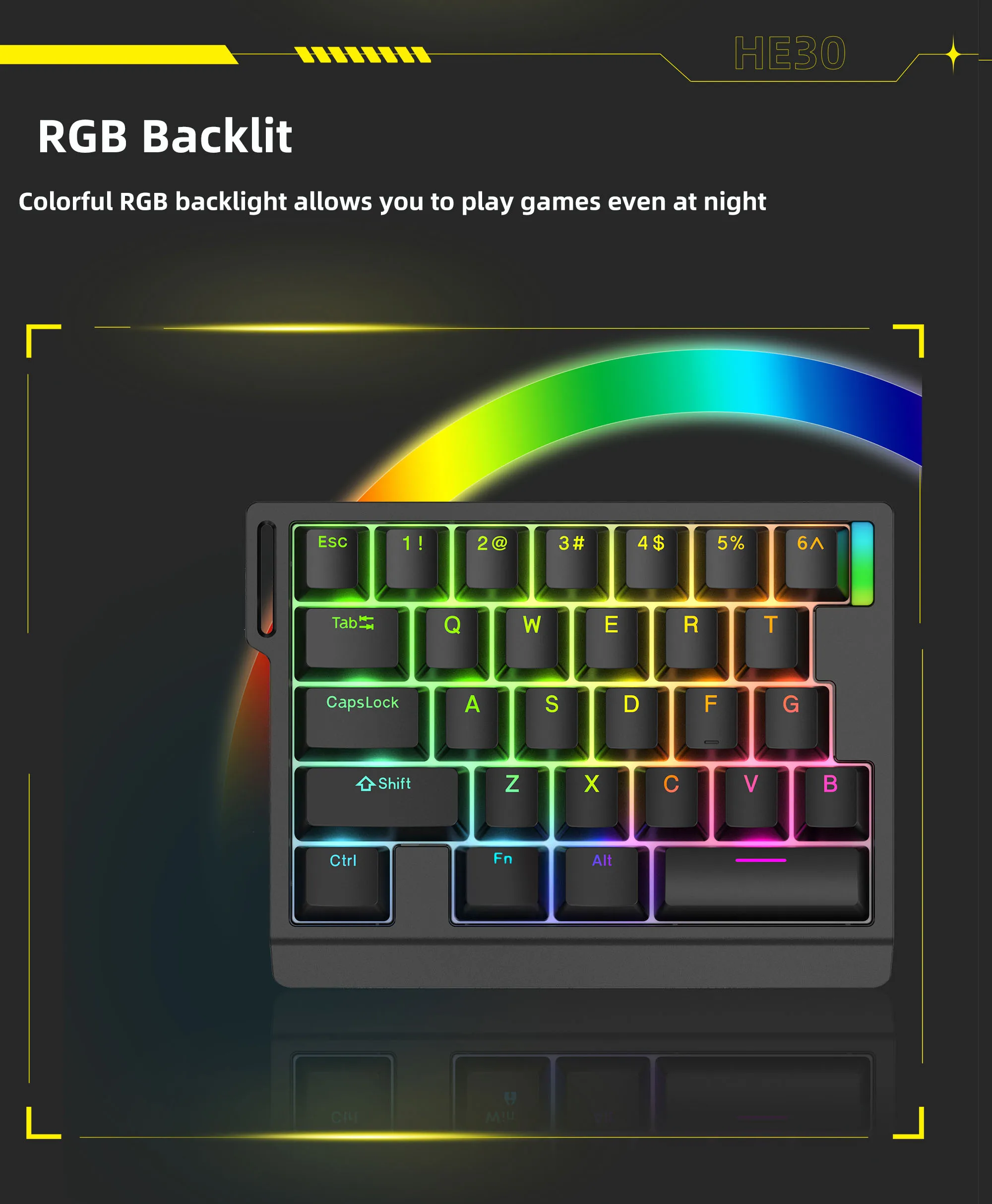 HE30 One-handed Mechanical Keyboard RGB Magnetic Switch 29 keys Smart Speed Quick Trigger E-sports Gamer Gaming Keyboard