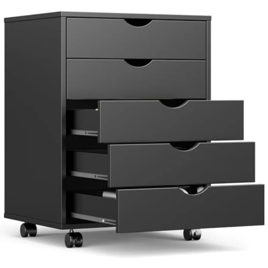 5 Drawer File Cabinet with Wheels, Under Desk Storage Printer Stand 15.75