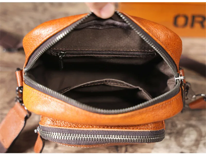 Mini bolso cruzado de cuero genuino ligero para hombres, bolso de hombro pequeño, bolso de teléfono de cuero de vaca de lujo informal simple, uso diario al aire libre, fin de semana