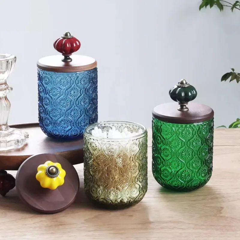1PC Vintage American Style Glass Cotton Swab Storage Box Creative Toothpick Holder Dental Floss Dispenser French Ornament