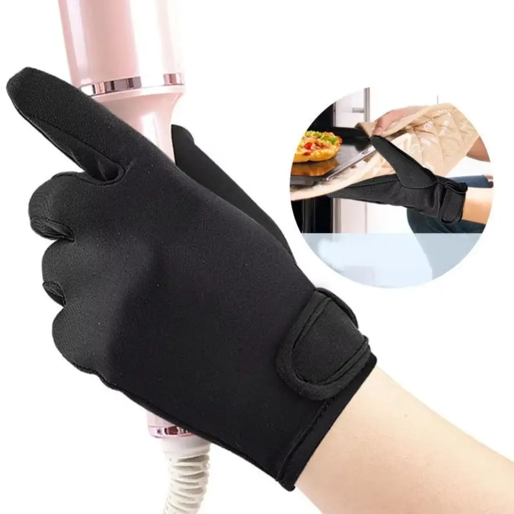 New 5 Finger Heat Resistant Gloves Reusable Black Perming Gloves Barber Gloves
