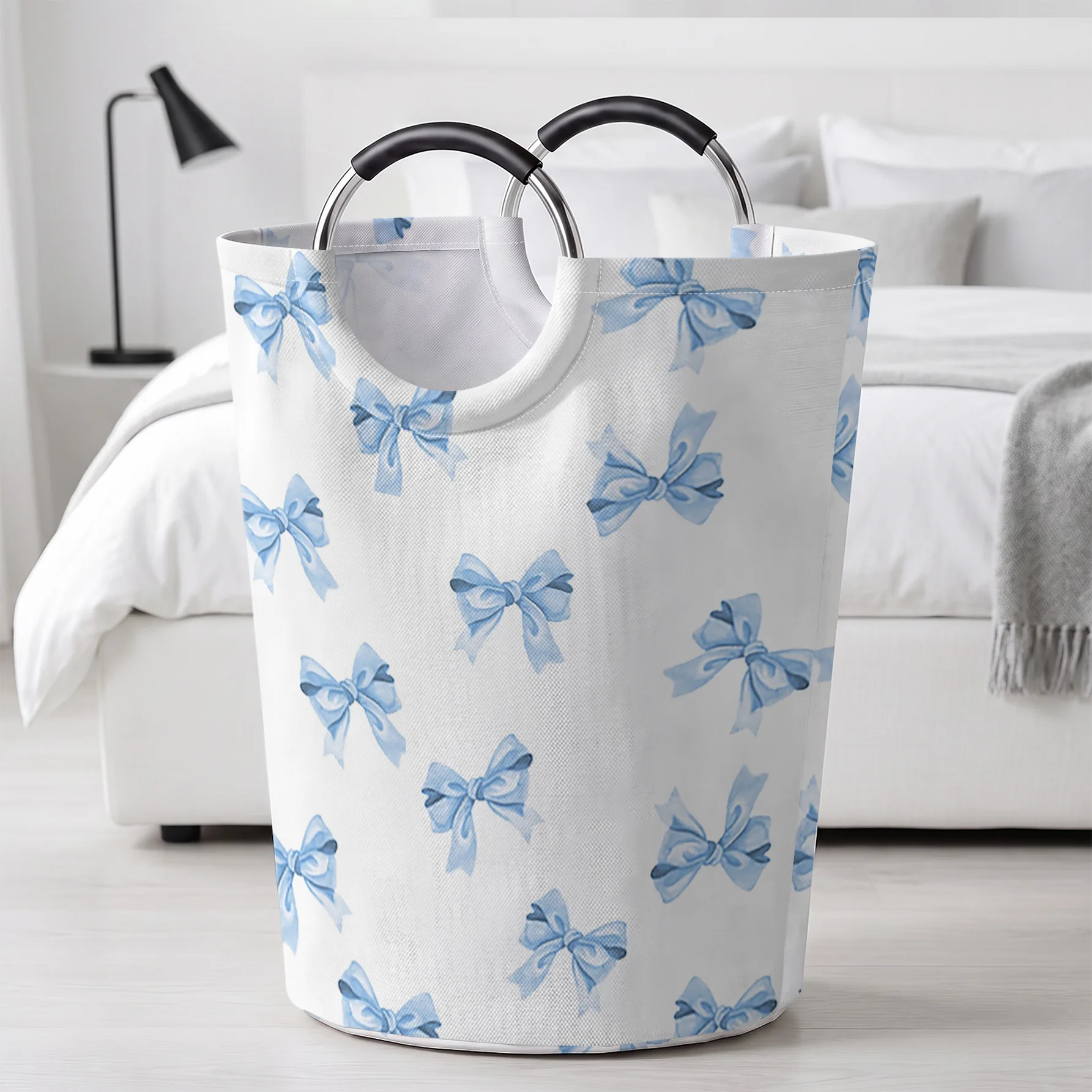 Watercolor Blue Bow All Over Print Handheld Storage Basket, For Laundry, Bedroom & Home Sundries Storage