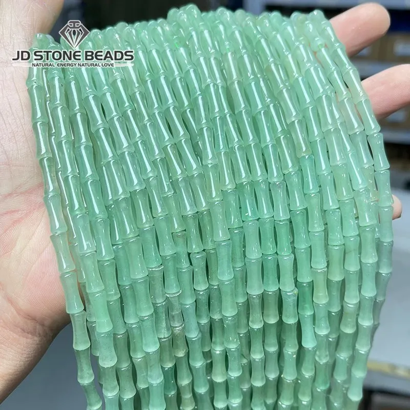 

5*12mm Natural Stone Green Aventurine Bamboo Jiont Shape Beads Loose Spacer Jade Bead For Jewelry Making Diy Bracelet Accessory