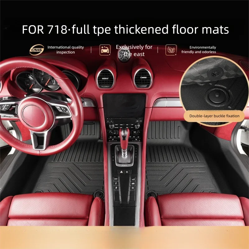 TPE Floor Mats Compatible with For Porsche 718 Boxster/Cayman 982 2016-2023 LHD Full Coverage Surround Threshold Accessories