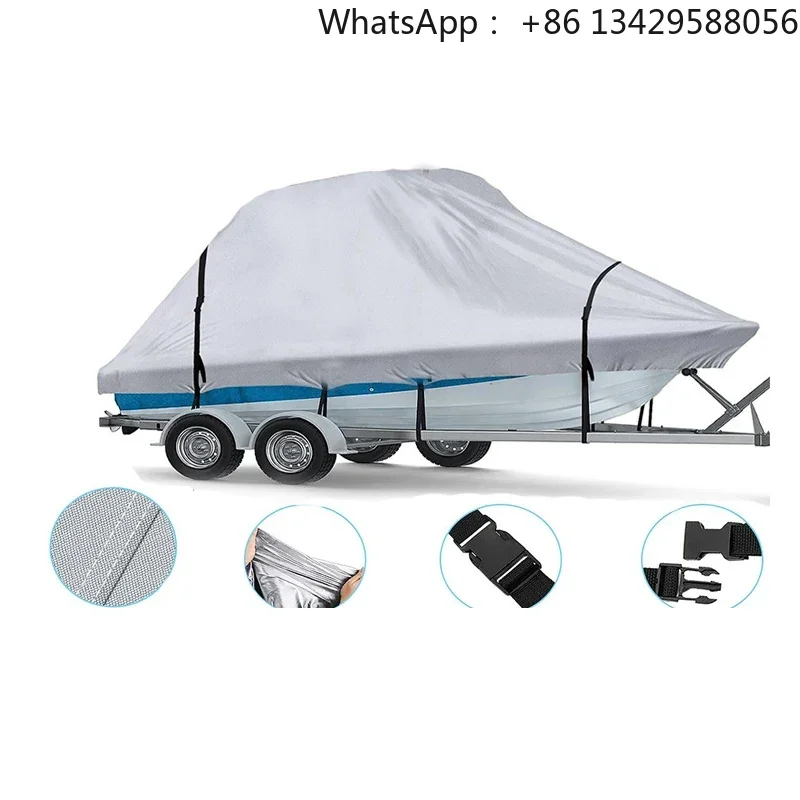 Boat Cover 600D Oxford Cloth Yacht Cover Center Console Roof Rainproof Boat V-shaped Square Boat Cover Vehicle Parts Accessories