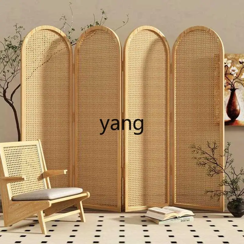 LH  hand-painted screen partition living room bedroom cover medieval household folding solid wood glass folding screen