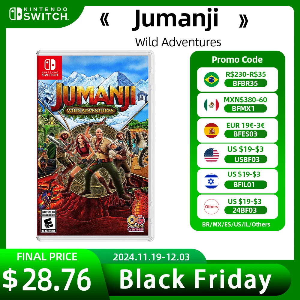 Nintendo Switch Game Deals - Jumanji：Wild Adventures -  Game Card Support TV Tabletop Handheld Play Modes for Switch OLED Lite