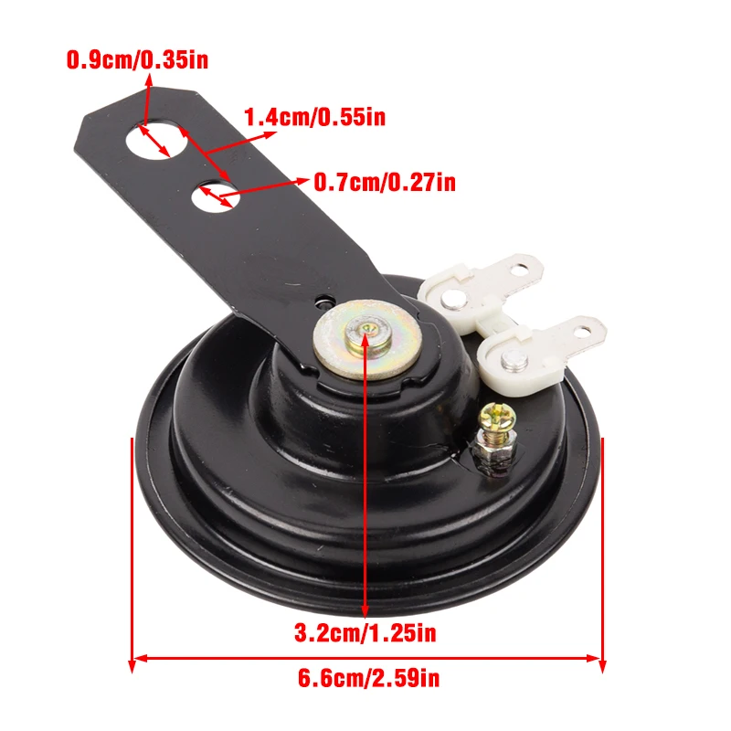1pcs E-Bikes Motorcycle Loud Electric Horn Speaker 12V Loud 105db Black For ATVs Go-Karts Universal Round Alarm Horn Loud Signal