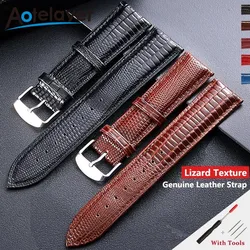 Luxury Glossy Lizard Texture Leather Strap 12 14 16 18 20  22 24mm Softness  Waterproof Flat Universal Wrist Watch Band