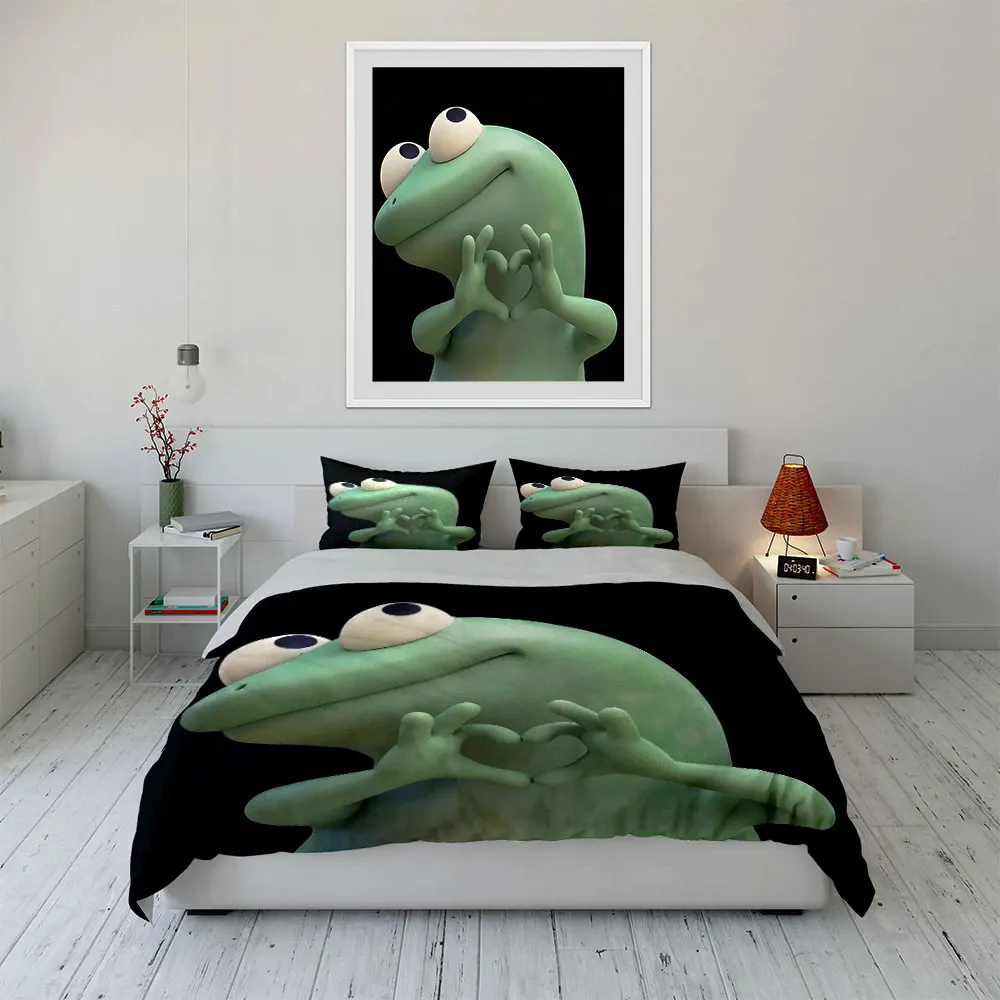Cute lizard making a heart shape Print Soft Comfortable Duvet Cover Bedding Set Included 1*Duvet Cover  2*Pillowcases