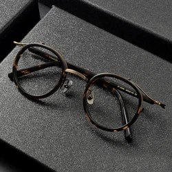 Handmade Vintage Acetate Glasses Frame Men Round High Quality Eyeglasses Frame Women Retro Luxury Brand Designer Eyewear
