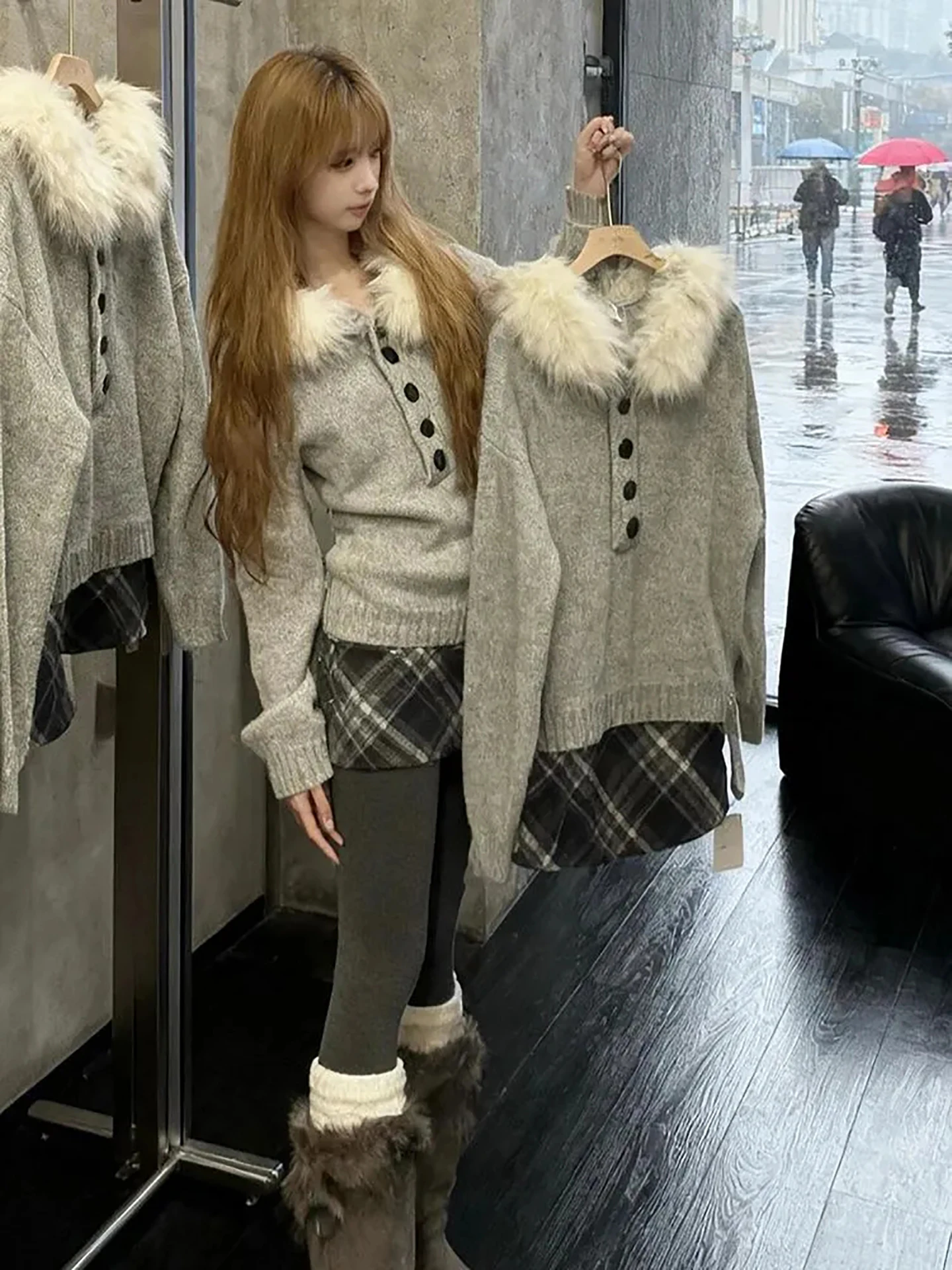 

Sweet And Spicy Girl ort Юбка Комплект женской моды Осень Зима Новый Sle Pure Desire Костюм из двух предметов Клетчатая юбка с высокой талией