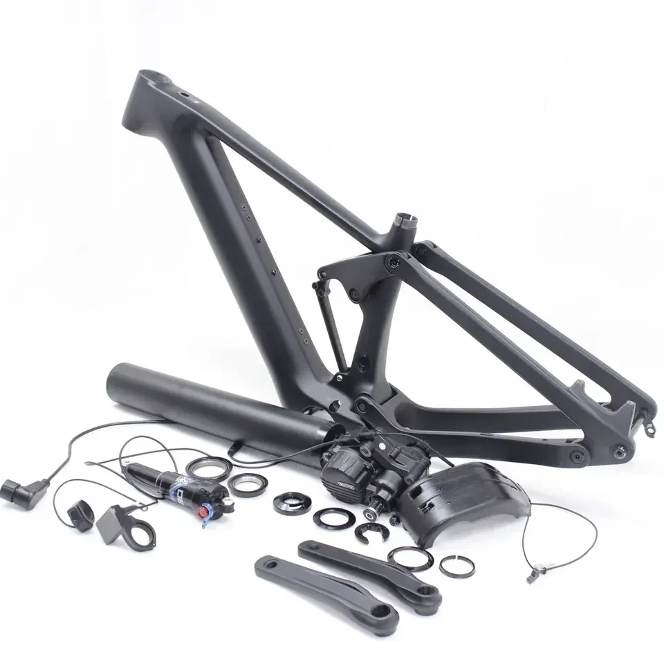 CEF50 Full Suspension Carbon Fiber Ebike Frame Bafang M820 Mid Motor 36V 43V 48V E-MTB AM 29ER Frame