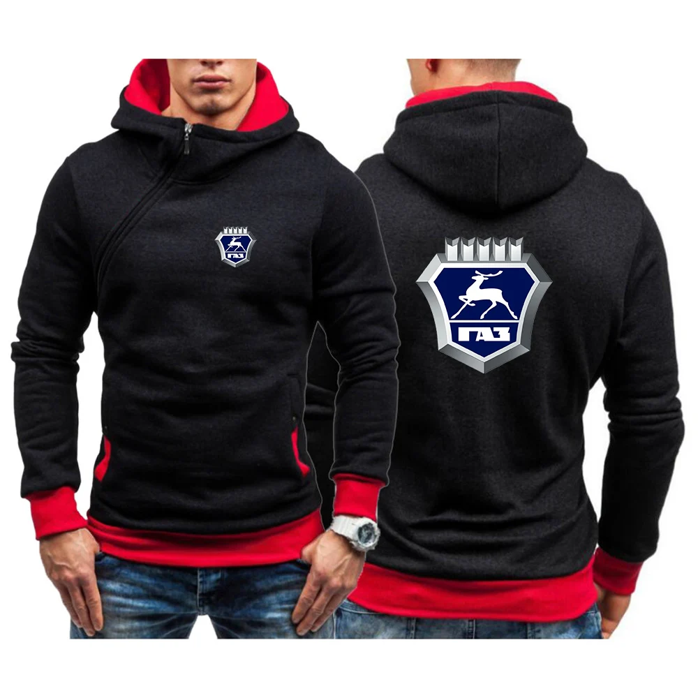 

GAZ Gazelle 2023 Men's New Print Spring Autumn Diagonal Zip Hoodie Cotton Sweatshirt Popular Sportswear Streetwear Pullovers Top