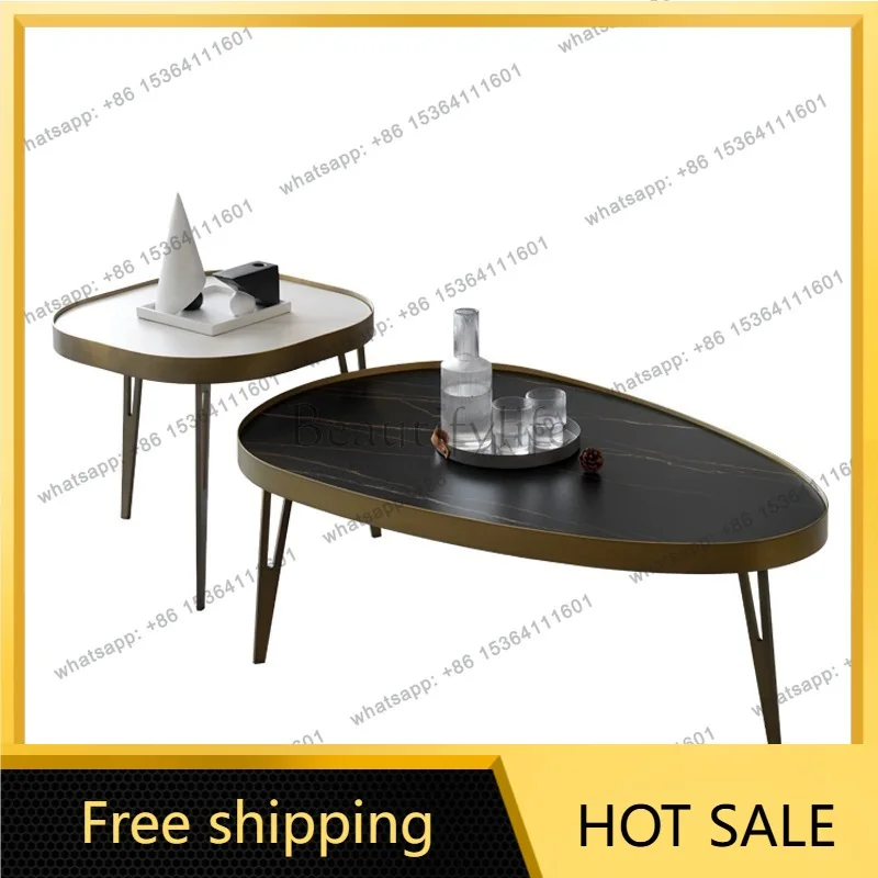 LS Italian rock slab coffee table light luxury modern minimalist creative special-shaped coffee table combination designer