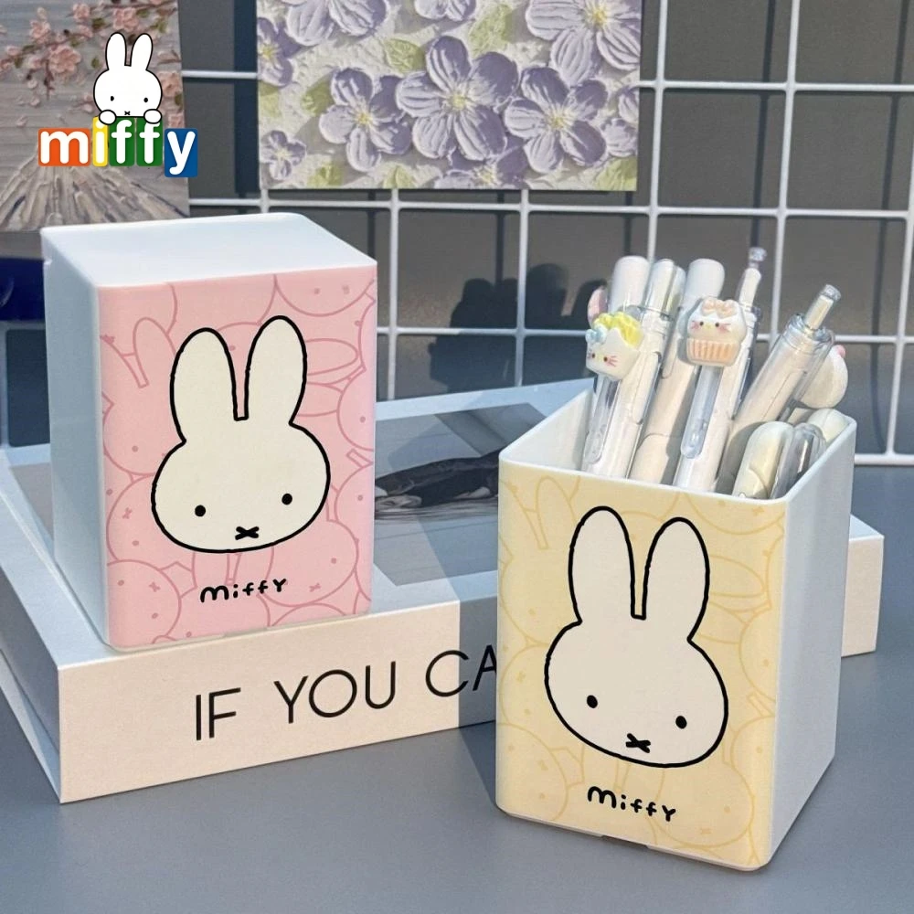 

Miffy Desktop Pen Holder Dust-Proof Large-Capacity Makeup Brush Storage Bucket Art Pencil and Stationery Box Cute