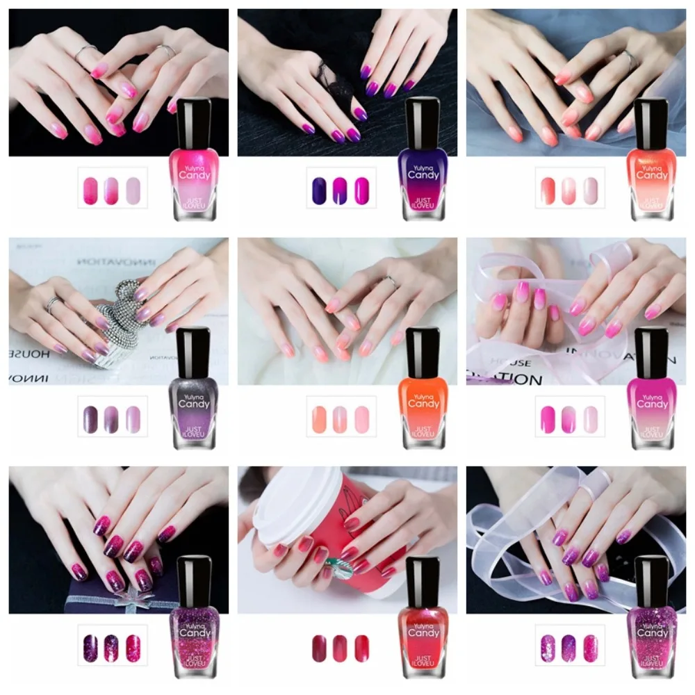 7ML Shiny Sequins Temperature Changing Nail Polish Manicure Supplies Changing Thermal Temperature Control Nail Oil Water-based