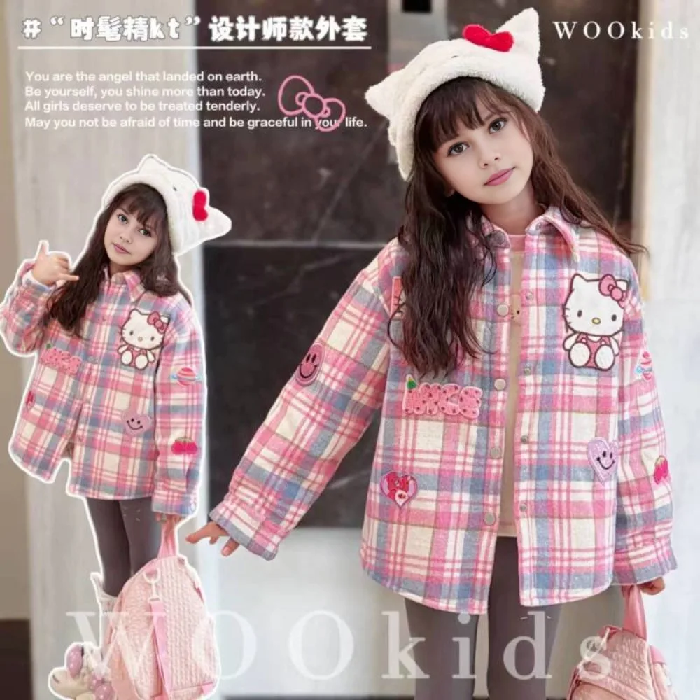 

Sweet Anime Kawaii MINISO Ins Fashion New Fleece Thickened Coat Cute Children Cartoon Fashion Coat Clothing Gifts for Girls