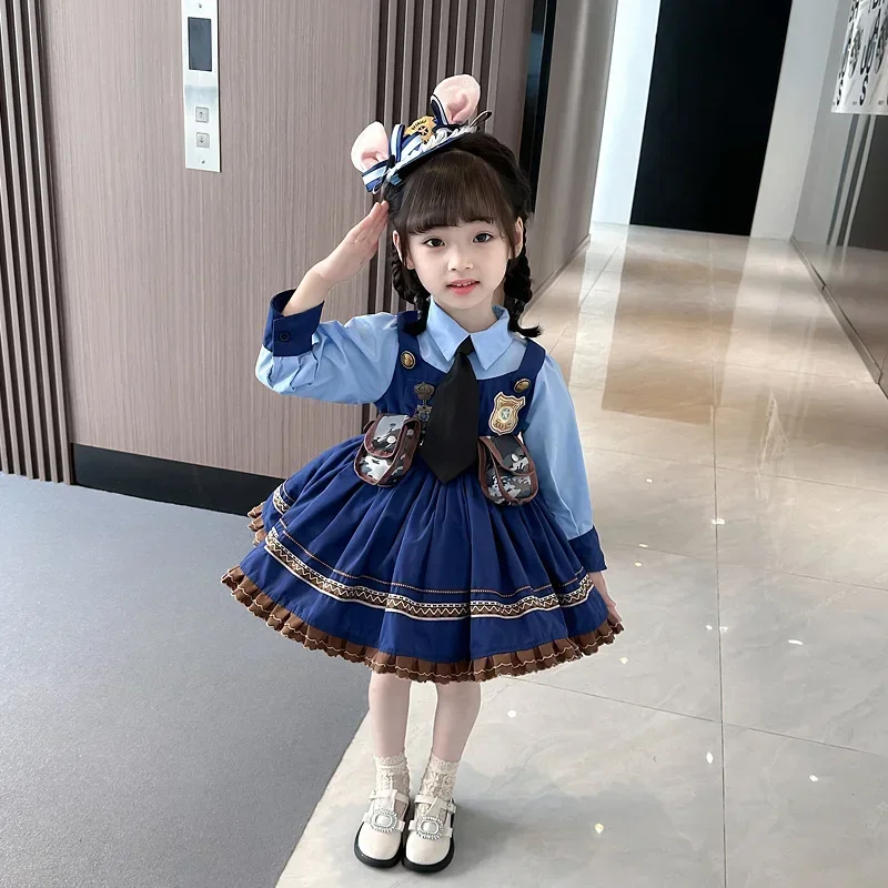 

Disney Judy Hopps Girl's Cosplay Dress Cartoon Academy Style Pleated Skirt Girl Princess Clothes Girl Anime Birthday Gift