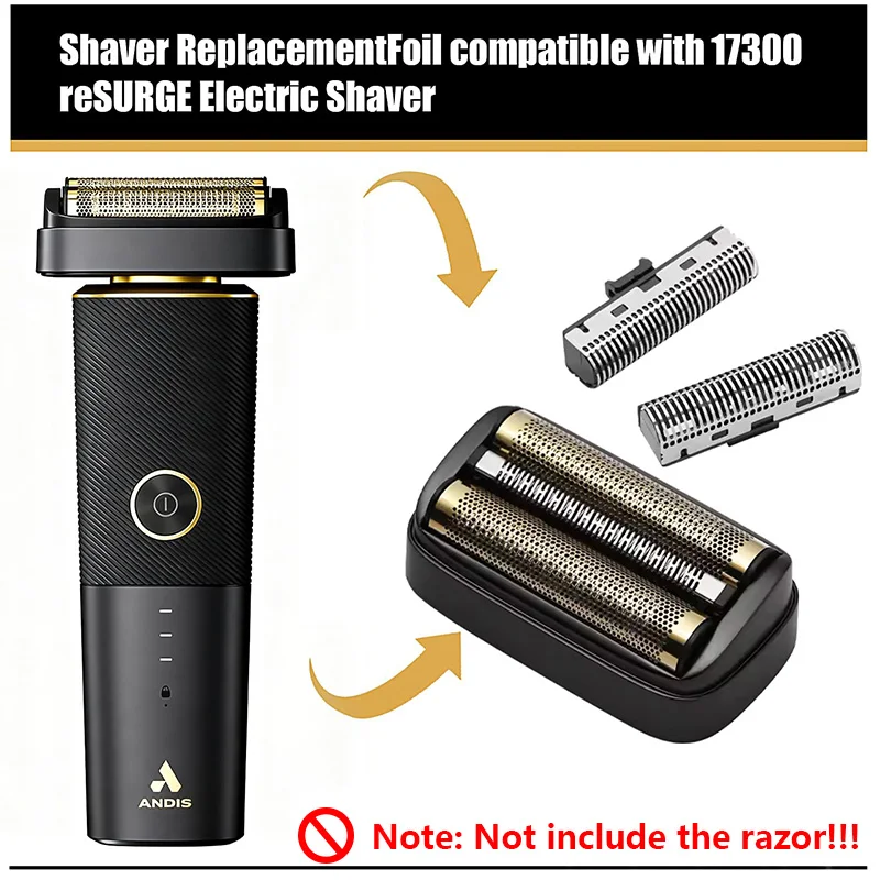 Andis 17300 Pro Lithium Titanium Foil Shaver Replacement Golden Foil And Cutters Compatible Replacement Heads for Electric Shave