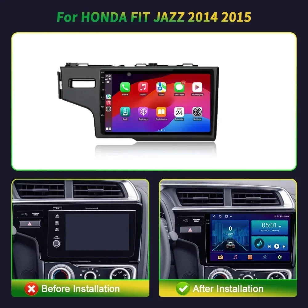 Android 14 Car Radio For HONDA FIT JAZZ 2014 2015 Left Handle Drive Wireless Carplay Stereo Head Unit Head Unit 4G