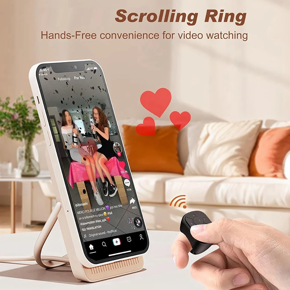 Bluetooth Wireless Ring Remote Control Connection Fingertip Design Page Turning Camera Shutter Remote Function For IOS/Android