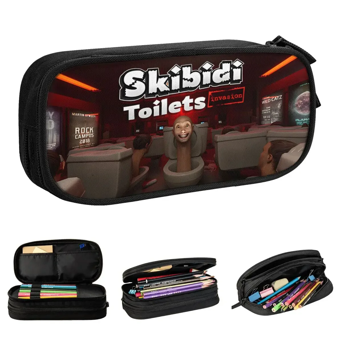 

Cartoon TV Skibidi Toilet Pencil Case Meme Pencilcases Pen Box for Student Big Capacity Bag Students School Zipper Stationery