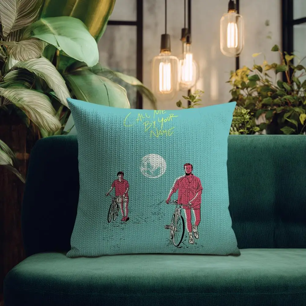 C-Call Me by Your Name كيس وسادة من قماش الكتان الطبيعي العضوي طباعة على الوجهين قابلة للتنفس مثالية للديكور المنزلي