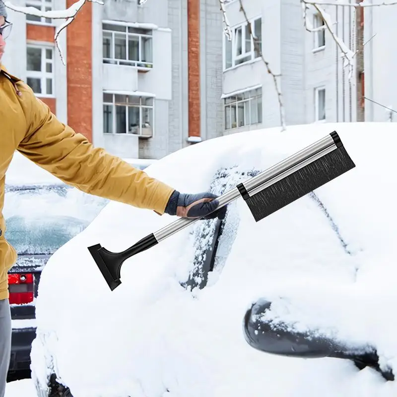 Telescoping Snow Brush And Ice Scraper Detachable Windshield Snow Brush Windshield Ergonomic Grip Snow Scrapers For Cars Trucks