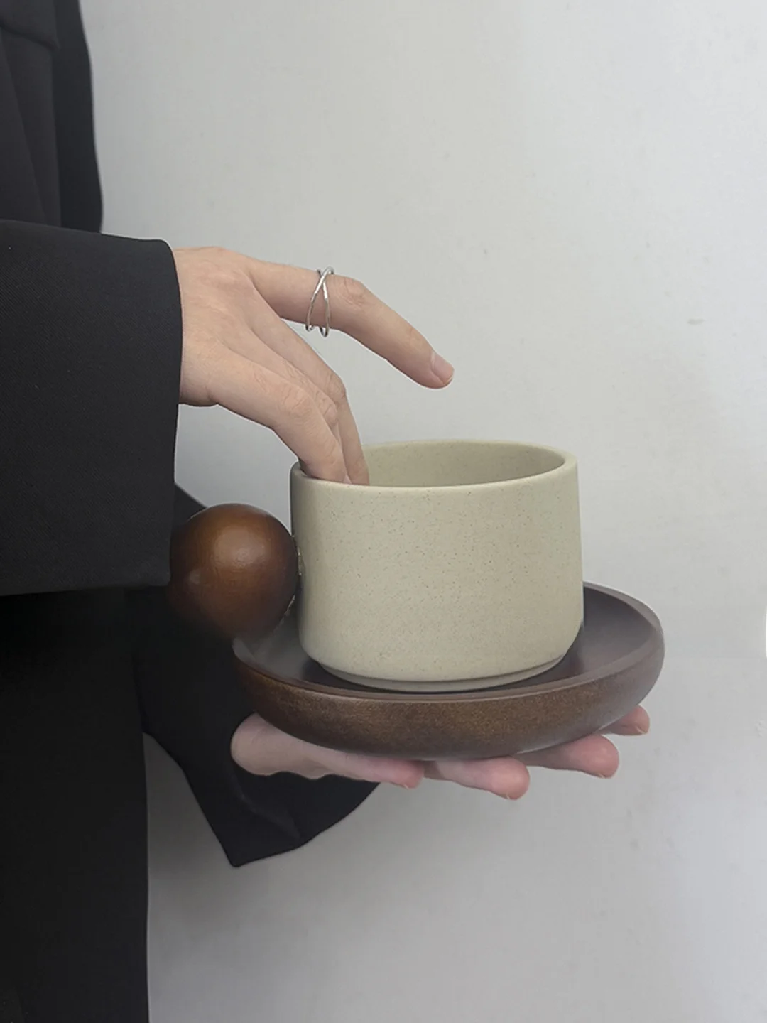 Japanese Style Ceramic Coffee Cup round Ball Shape Afternoon Tea Cup Couple Matching Set Small Texture Design