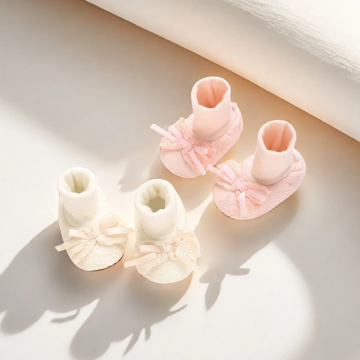 

Spring and Autumn Girls' Baby Socks 0-18M Newborn Baby Bow Socks Baby Socks Anti slip Soft Cotton Floor Socks Shoes