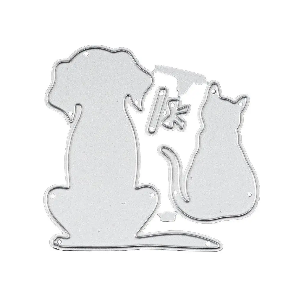 Troqueles de corte de Metal, molde de troqueles de corte, molde artesanal de ventana de animales, perro y gato, plantillas de perforación, cuchillo de troquel, decoración de papel de álbum de recortes, Q8P1