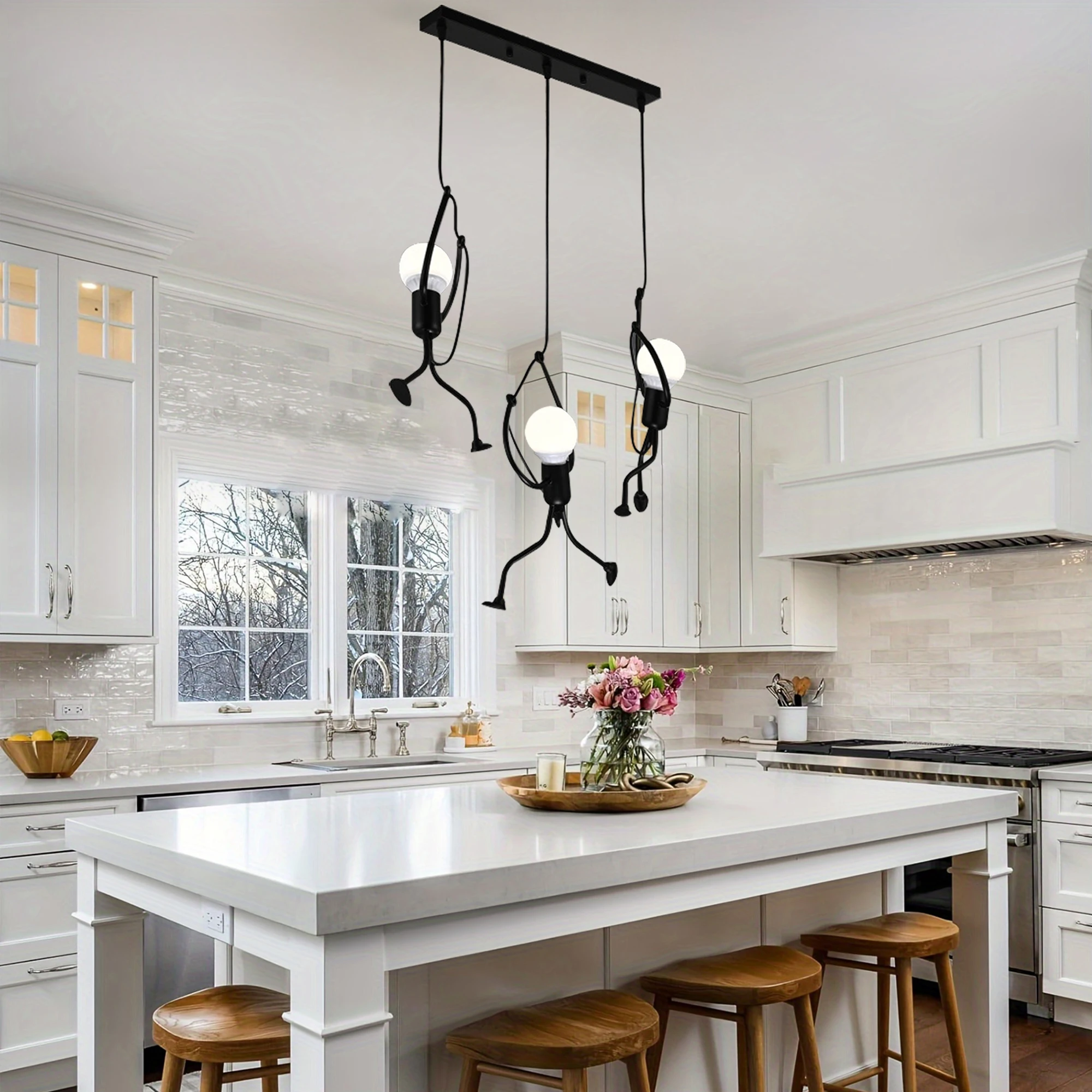 Modern minimalist human figure E27 pendant light for living room, bedroom, dining room, bathroom, and staircase.