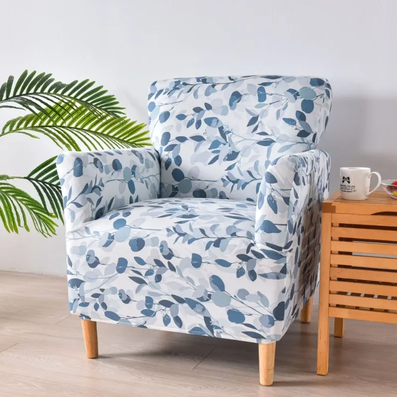 

Stretch Square Arm Back Tub Slipcover Nordic Flowers Club Armchair Cover Single Small Chair Seater Sofa Cover for Home Club Bar