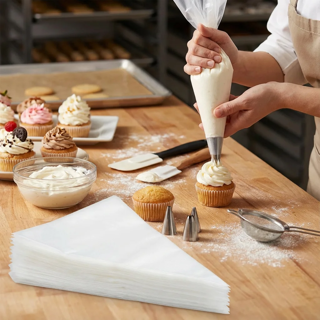 100 Pcs Thickened Piping Bags for Valentine's Baking. 27x17cm, Non-Slip Dots, Durable & Leakproof