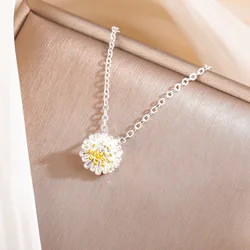 Uini-Tail classic 925 Tibetan silver sleek minimalist small daisies sun flower chrysanthemum necklace fashion small fresh XL212