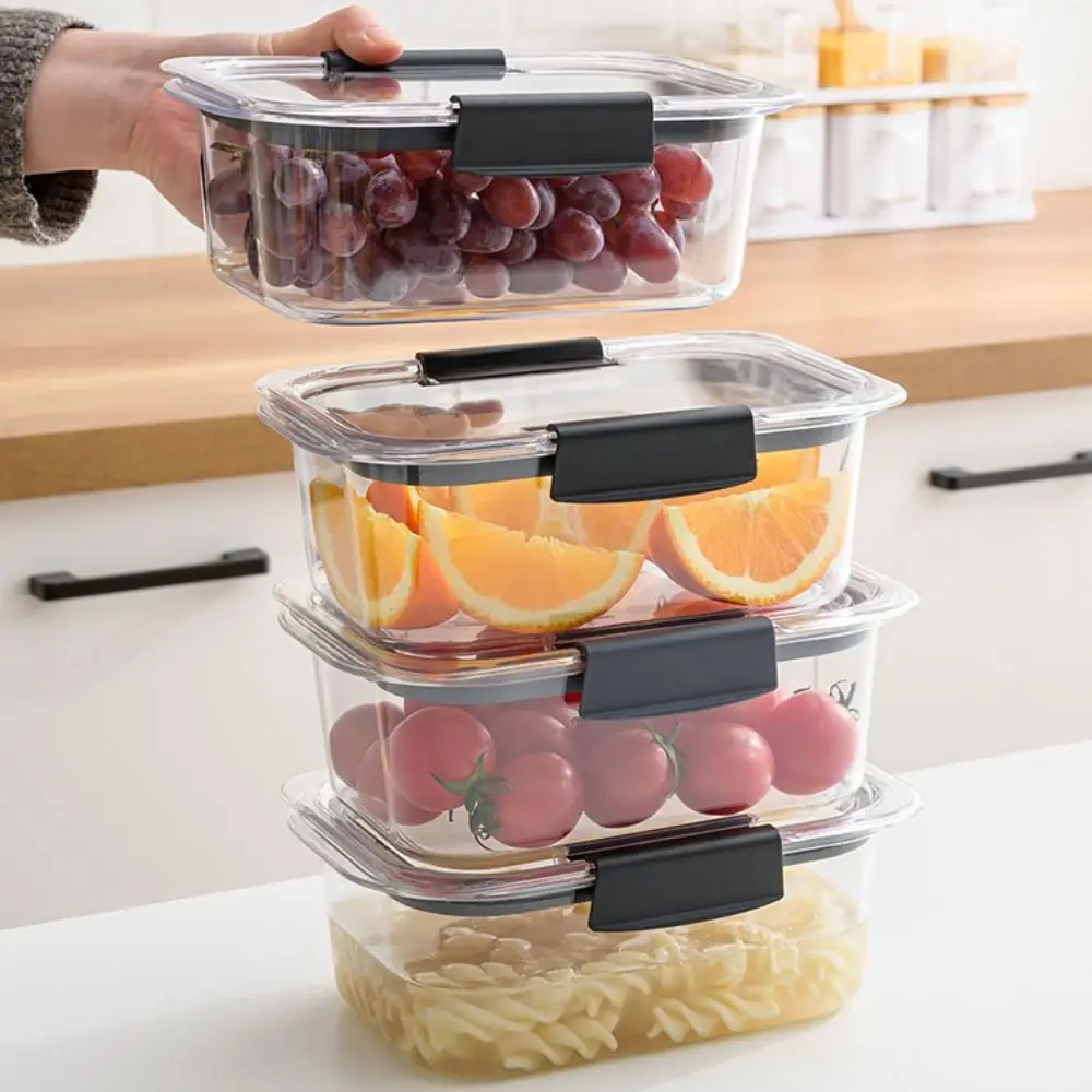 

Герметичная коробка для хранения свежих продуктов без BPA, герметичный контейнер для обеда из ПЭТ, прозрачный прямоугольный ланч-бокс, холодильник