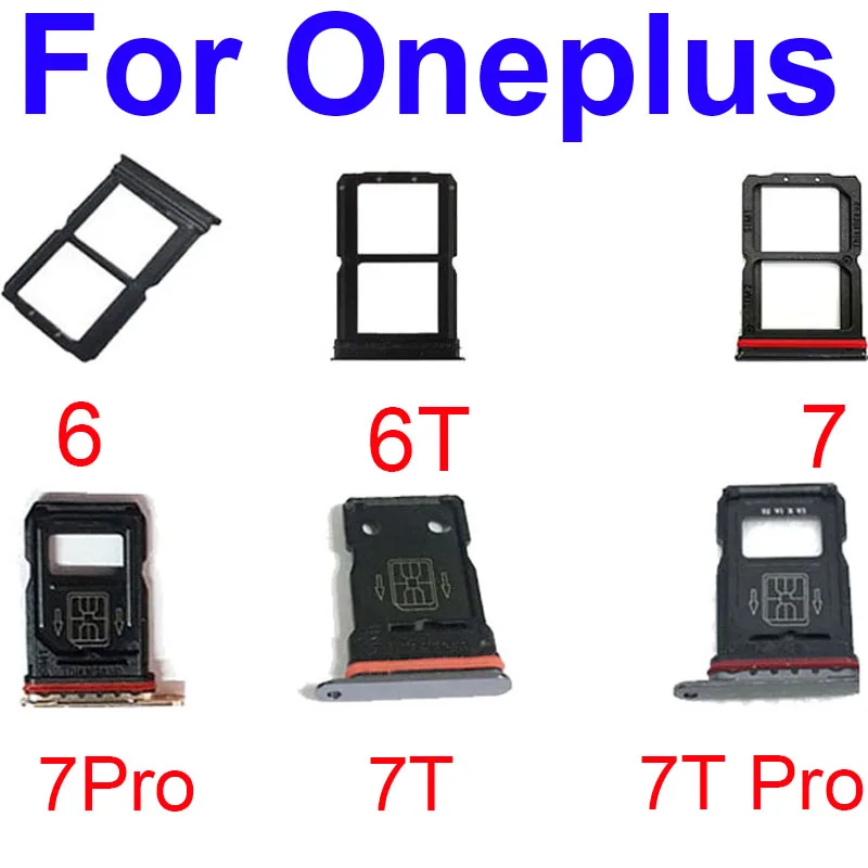 Sim Card Tray Holder For Oneplus 1+ 6 6T 7 7T Pro Sim Slot Socket  Card Memmory Reader Flex Cable Repair Replacement Parts